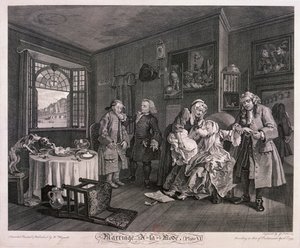 Die Hochzeit à la mode, Platte VI, 1745 von Gerard Jean Baptiste Scotin