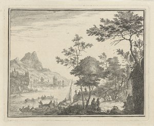 Flusslandschaft mit Anlegestelle