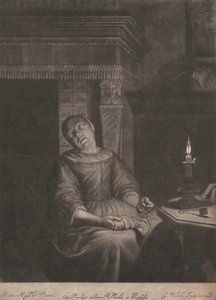 Die sitzende schlafende Näherin