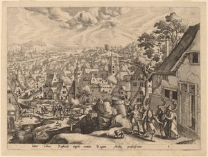 Der Erzengel Raphael nimmt Tobias aus seinem Haus