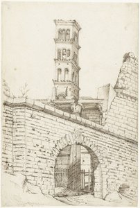 Tempel des Mars Ultor und der Pantanibogen im Forum des Augustus und der Turm von San Basilio