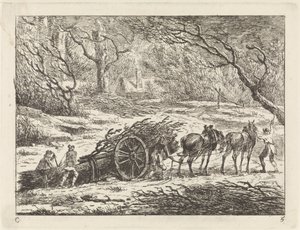 Landschaft mit einem von zwei Pferden gezogenen Wagen von Gerard van Nijmegen
