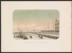 Wettbewerb für Schlitten auf der Maas in Rotterdam, 1855 (Serie: Das Eisspektakel auf der Maas in Rotterdam im Februar 1855, mit Beschriftungen) von Gerardus Johannes Bos