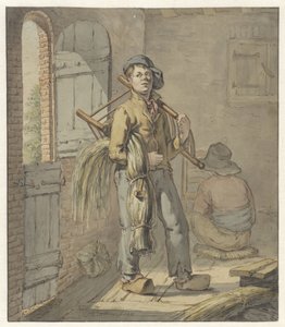 Stuhlmacher bei der Arbeit in einer Scheune von Gerardus Laurentius Keultjes