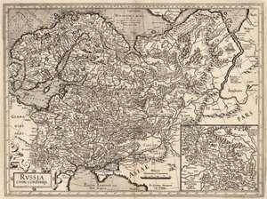 Russland mit Grenzen. Karte von Russland, 1587