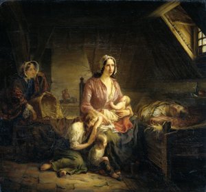 Eine reiche Dame besucht eine arme Familie