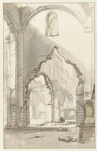 Innenraum der Nieuwe Kerk in Amsterdam nach dem großen Brand von 1645 von Gerbrand van den Eeckhout