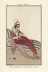 Frau im Gabardine-Kleid mit handbestickten Rüschen von Gerda Marie Frederike Wegener