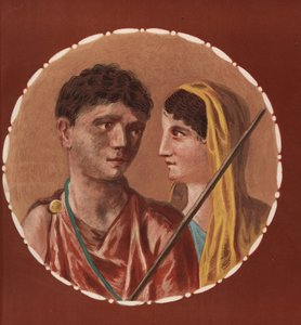 Porträt eines Mannes und einer Frau aus einem nicht identifizierten Haus in Pompeji. Chromolithographie von Victor Steeger nach einer Illustration von Geremia Discanno aus Emile Presuhn (1844-1878) Die schönsten Gemälde von Pompeji, Leipzig von Geremia Discanno