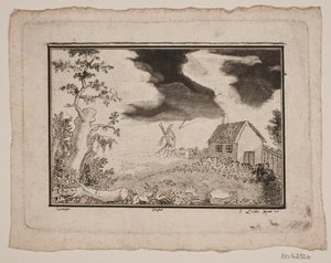 Landschaft mit Haus und Mühle