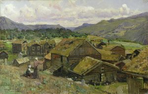 Ein norwegisches Dorf mit zwei Frauen