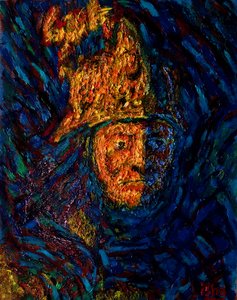 Helmtragender Goldmann nach Rembrandt, 2020 von Gerhardt Isringhaus