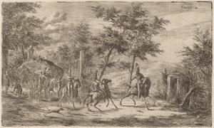 Kavallerie und Heuwagen