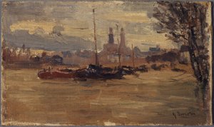 Die Seine an der Pont des Invalides (Überschwemmungen von 1910) von Germain Eugene Bonneton