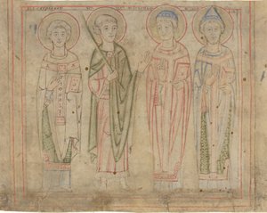 Heilige Cyprian, Vitus, Stephan und Cornelius von German 12th Century