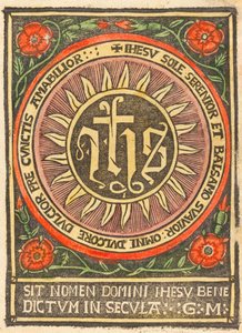 Monogramm JHS in einem flammenden Kreis von German 15th Century