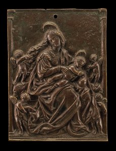 Die Jungfrau und das Kind mit vier Engeln von German 16th Century