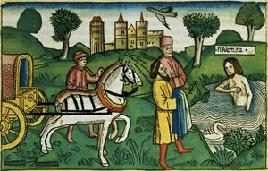 Die Reinigung Naemans, aus der Nürnberger Bibel (Biblia Sacra Germanaica)