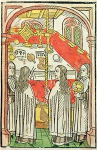 Eine griechisch-orthodoxe Messe beim Konzil von Konstanz 1415, Illustration aus der Chronik des Konzils von Konstanz von Ulrich Richental (1378-1437) 1483