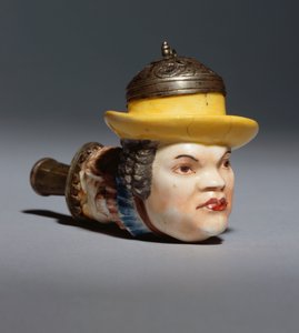 Eine Meissener Porträtpfeifenschale des Hofnarren Fröhlich, ca. 1742
