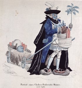Ein Mann geschützt gegen Cholera während der Epidemie von 1832