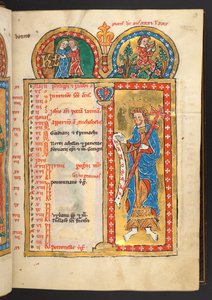 Mai, aus 12 Kalenderseiten in Gold und Farben, mit architektonischen Rahmen, die jeweils ein Sternzeichen, einen Apostel und eine Arbeit des Monats enthalten (Pergament)