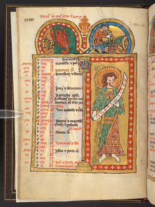 Juni, aus 12 Kalenderseiten in Gold und Farben, mit architektonischen Rahmen, die jeweils ein Sternzeichen, einen Apostel und eine Arbeit des Monats enthalten (Pergament)