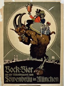 Werbung für Bockbier von der Löwenbräu Brauerei, München