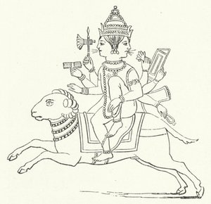 Agni, hinduistischer Feuergott (Stich) von German School