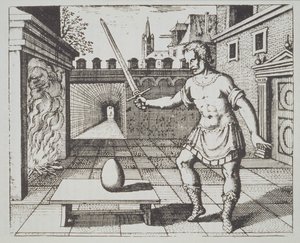 Alchemistische Allegorie: Das Ei der Philosophen, aus Srutinium Chymicum von Michael Majer (1687) illustriert in einer Geschichte der Magie, veröffentlicht Ende des 19. Jahrhunderts