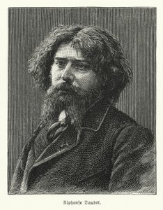 Alphonse Daudet, französischer Romancier (Lithographie) von German School