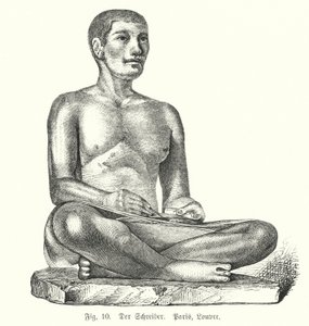 Antike ägyptische Figur eines sitzenden Schreibers (Stich) von German School