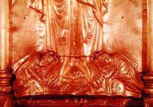 Antependium, das Christus den Erlöser darstellt, Detail der Stifter, Heinrich II. (973-1024) und seine Frau Kunigunde (978-1040) (Gold) von German School