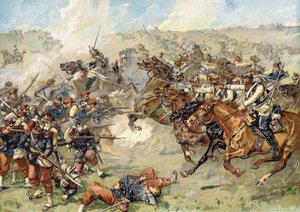 Angriff der preußischen Kürassiere bei Vionville, Schlacht von Mars-la-Tour, 16. August 1870 von German School