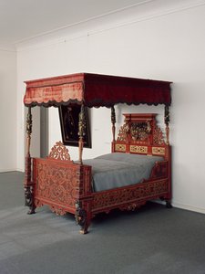 Bett des Landgrafen Moritz mit Familienwappen, um 1607