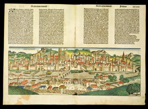 Vogelperspektive von Regensburg, aus der Nürnberger Chronik von Hartmann Schedel (1440-1514) 1493 von German School