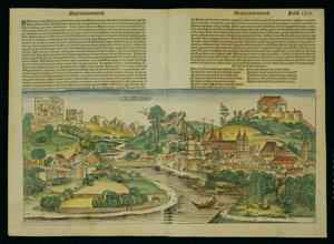 Vogelperspektive von Salzburg, aus der Nürnberger Chronik von Hartmann Schedel (1440-1514) 1493 von German School