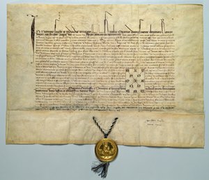 Bulle von Karl IV. (1316-78), Heiliger Römischer Kaiser, 29. Januar 1365 (Tinte auf Pergament mit Goldsiegel)