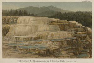 Kalksinterterrassen bei den Mammoth Hot Springs im Yellowstone-Nationalpark, Wyoming