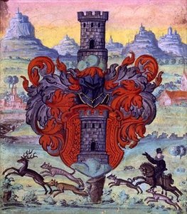 Wappen in einer Jagdszene, ca. 1640