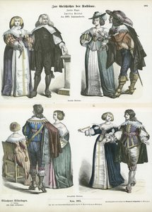 Kostüme des deutschen und französischen Adels, Mitte des 17. Jahrhunderts von German School