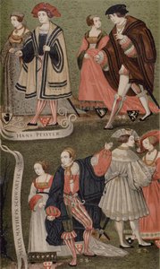 Kostüme prominenter Bürger von Augsburg, Bayern, im Jahr 1520