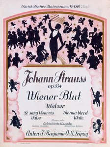 Titelblatt der Partitur des berühmten Walzers Wiener Blut op.354 von Johann Strauss II, 1930