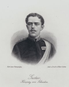 Kronprinz Gustaf von Schweden, der zukünftige König Gustaf V (Gravur) von German School