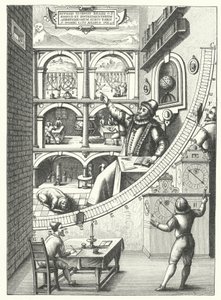 Dänischer Astronom Tycho Brahes Wandquadrant in seinem Observatorium in Uraniborg, Hven, Dänemark von German School