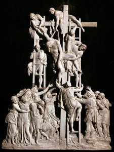 Abnahme vom Kreuz. Elfenbeinskulptur der deutschen Schule von German School