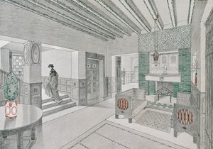 Entwurf für eine Wohnhalle von Valentin Mink, 1906