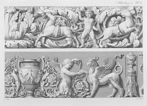 Entwürfe für klassische Friese, aus Precision Book of Drawings, 1856 von German School