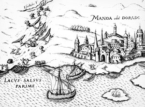 Eldorado, Illustration aus Regni Guianae, von G. Raleigh, 1594-96 von German School
