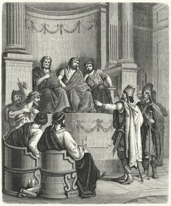 Gesandte von Eumenes II. von Pergamon vor dem Römischen Senat (Gravur) von German School